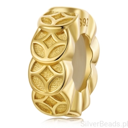 Srebrny charms stoper pozłacany chińskie monety szczęścia srebro 925