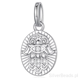Srebrna zawieszka ręka Fatimy amulet ochronny