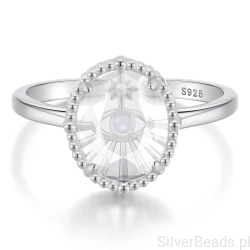 Srebrny pierścionek uniwersalny z okiem proroka symbol ochrony i intuicji