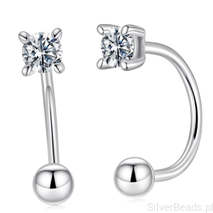 Srebrne kolczyki z Moissanitem 0,1 ct nowoczesna elegancja zakręcane sztyfty