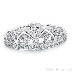 Srebrny pierścionek kryształowa korona rozmiar 12 