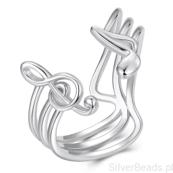 Srebrny pierścionek muzyczny nuta i klucz wiolinowy srebro 925