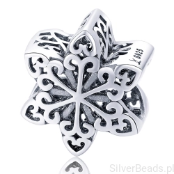 Srebrny charms ażurowy kwiat ornament klasyczny wzór styl vintage