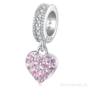 Srebrna delikatna zawieszka różowe serduszko dla ukochanej