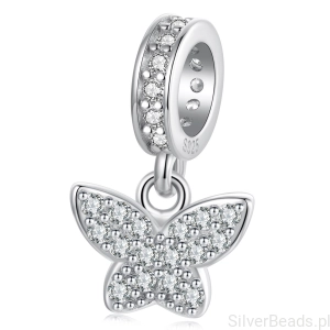 Srebrna zawieszka motyl z cyrkoniami symbol lekkości