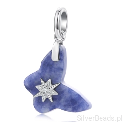 Srebrna zawieszka motyl niebieski agat symbol przemiany