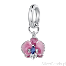 Srebrna zawieszka różowa orchidea z kryształem srebro 925