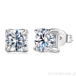 Srebrne kolczyki kwadraty Moissanity 1,0 ct srebro 925 rozmiar L