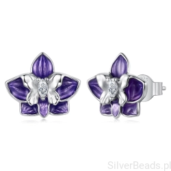Srebrne kolczyki sztyfty kwiaty orchidei srebro 925