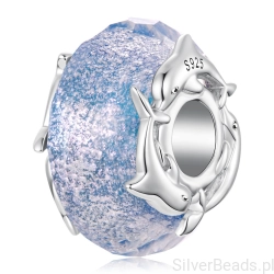 Srebrny charms ze szkła Murano z delfinami koralik beads srebro 925