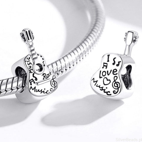 Charms gitara srebro 925 prezent dla miłośniczki gry na gitarze