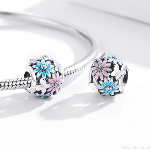 G268 srebrny koralik kwiaty stokrotki charms.jpg