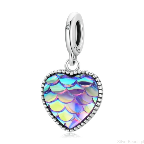 charms serce opalizujące łuski G274