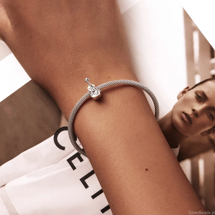 Uniwersalny srebrny charms Skrzypce pasujący do Pandora SilverBeads Apart Yes Kuru i innych bransoletek modułowych