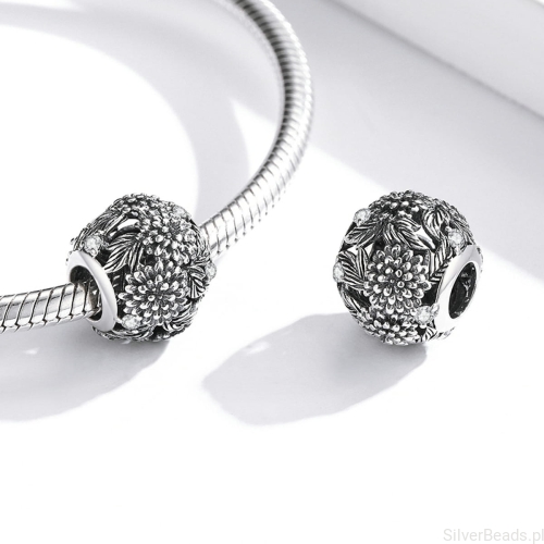 charmsy kwiaty srebro 925 do bransoletek modułowych charms G281
