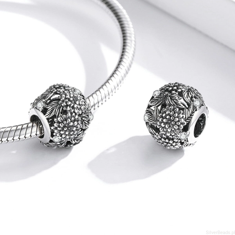 charmsy kwiaty srebro 925 do bransoletek modułowych charms G281