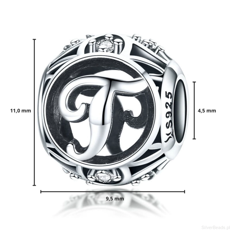 G029 wymiary charms zawieszka wielkość rozmiar litera T alfabet srebro.png