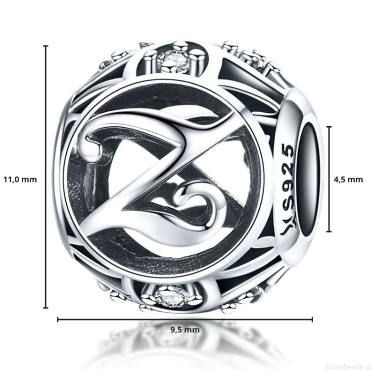 G032 wymiary charms srebro925 wielkość rozmiar litera Z alfabet.png