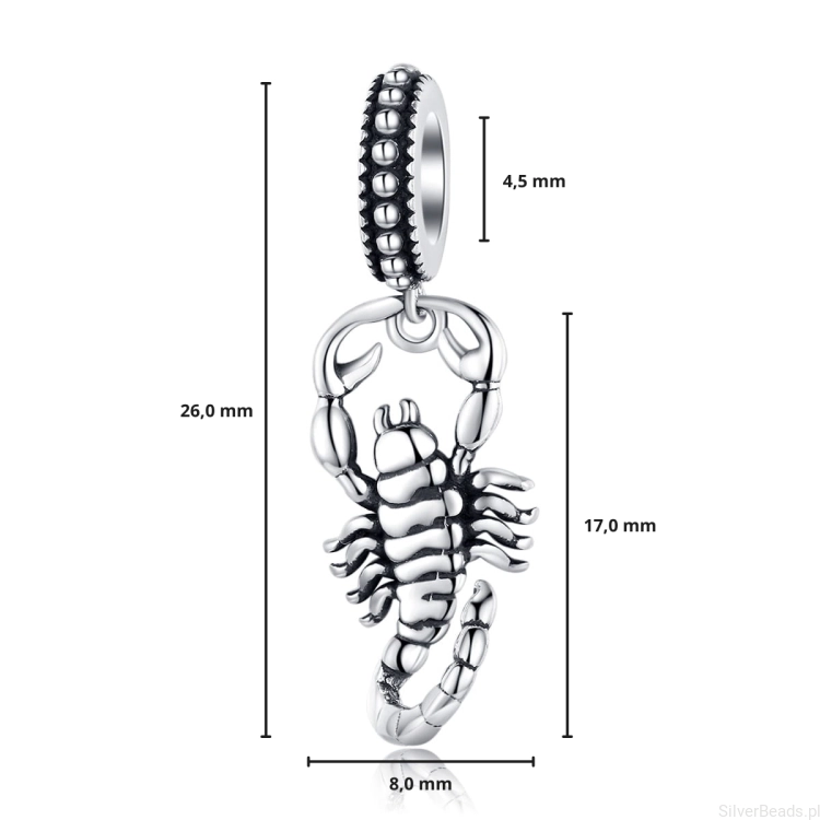 G115 wymiary charms wielkość rozmiar zawieszka skorpion srebro925.png