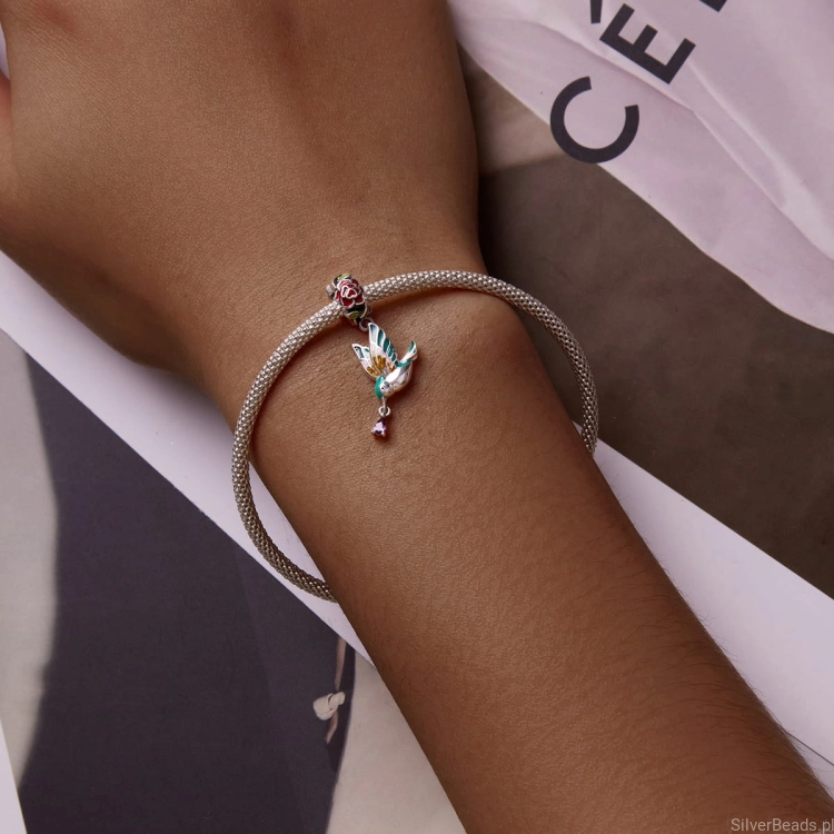 Uniwersalny srebrny charms Zimorodek pasujący do Pandora SilverBeads Apart Yes Kuru i innych bransoletek modułowych G317