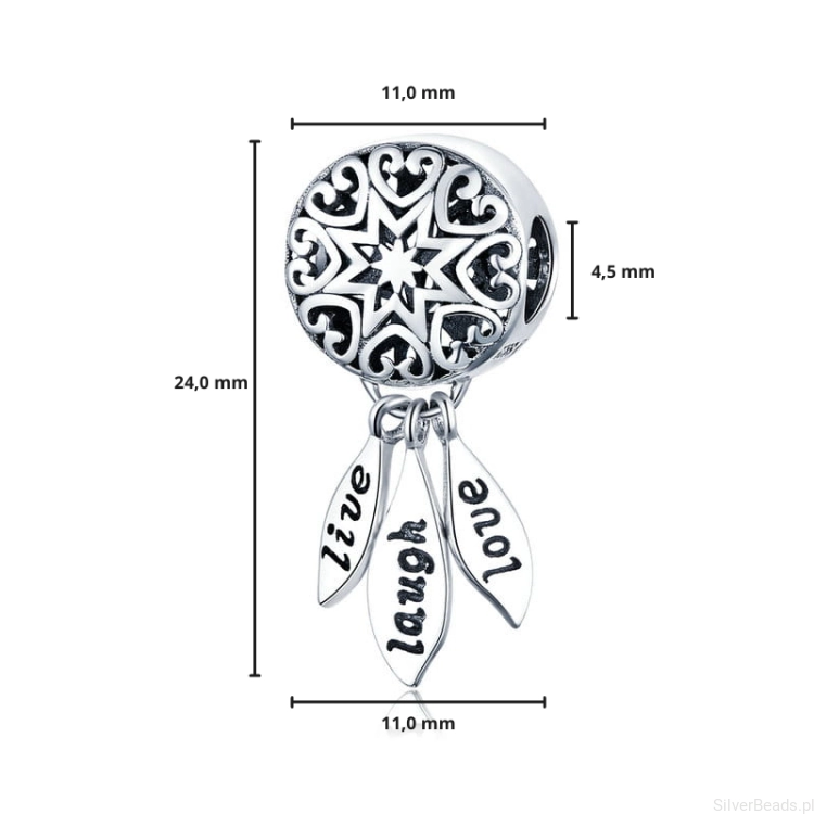 G057 wymiary charms wielkość rozmiar zawieszka łapacz snów srebro925 .png