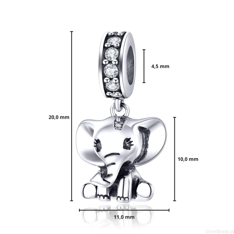 G116 wymiary charms wielkość rozmiar zawieszka słonik srebro925 .png