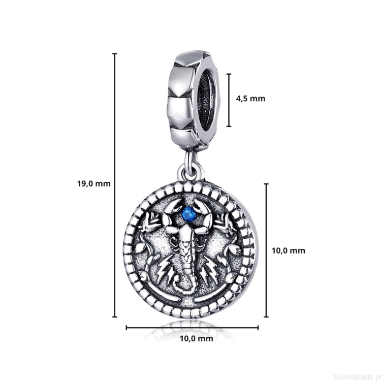 G168 wymiary charms wielkość rozmiar zawieszka skorpion srebro925.png