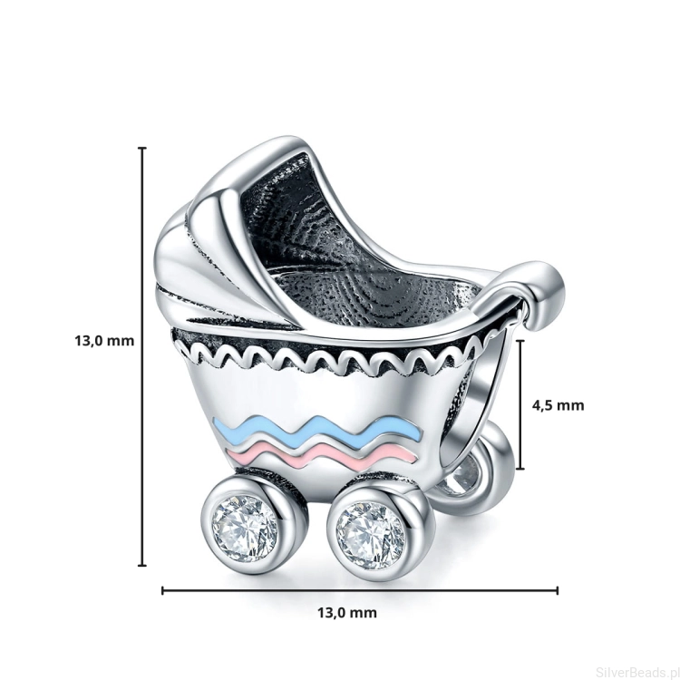 G177 wymiary charms wielkość rozmiar zawieszka wózek dziecko srebro925.png