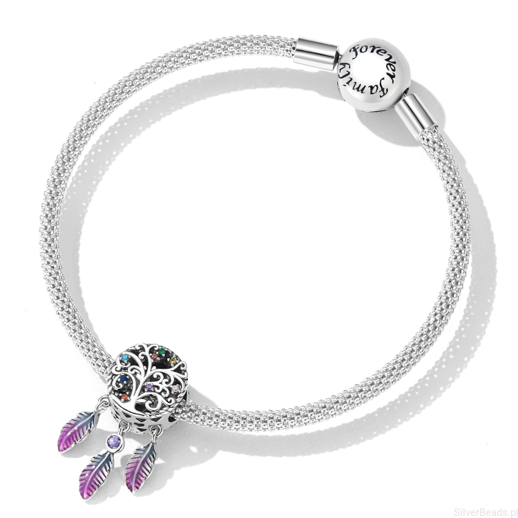G331 Łapacz snów ze srebra charms koralik zawieszka beads