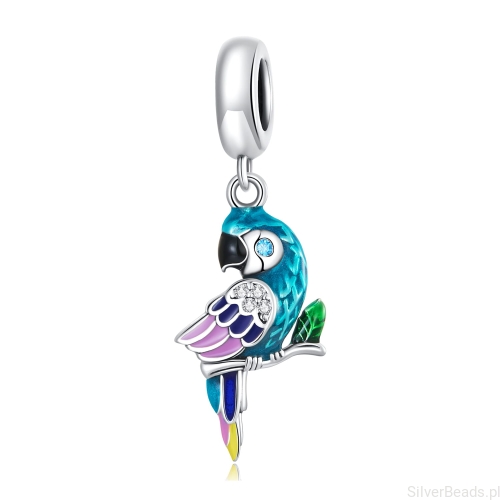 Srebrny charms papuga ptak srebro925 G332