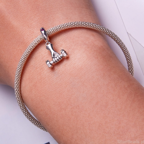 bransoletka modułowa typu Pandora srebro925 charms hantel G333