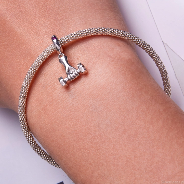 bransoletka modułowa typu Pandora srebro925 charms hantel G333
