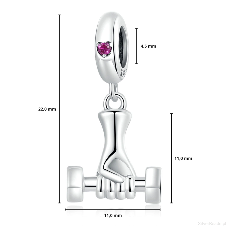 G333 wymiary charms wielkość rozmiar zawieszka do bransoletki modułowej srebro925 .png