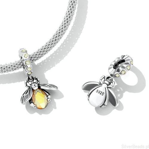 Koralik charms beads zawieszka pszczoła ze srebra próby 925 G338