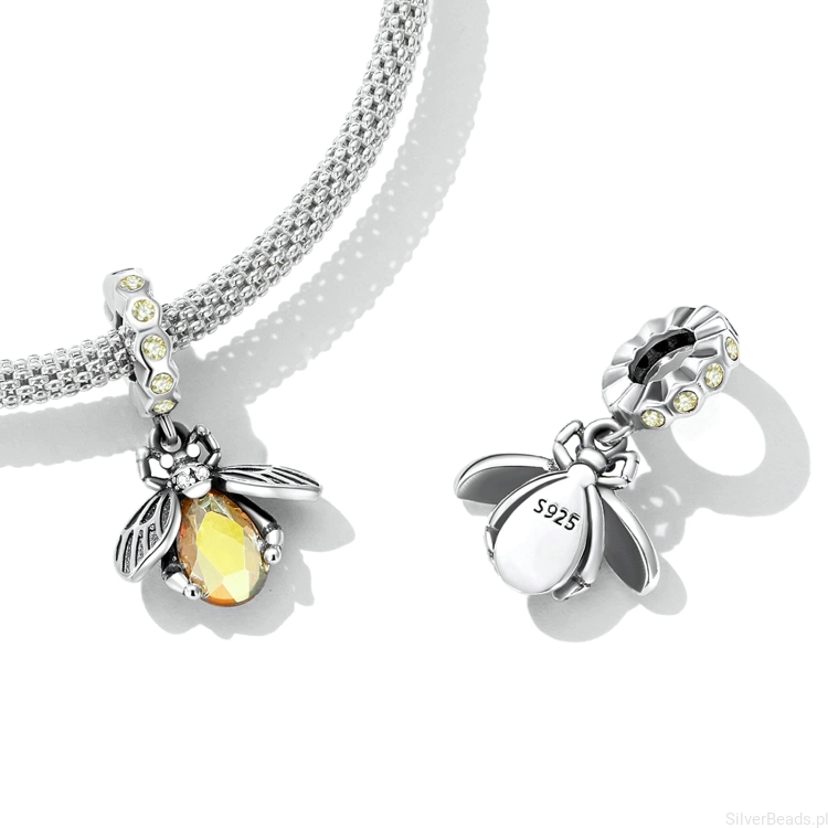 Koralik charms beads zawieszka pszczoła ze srebra próby 925 G338