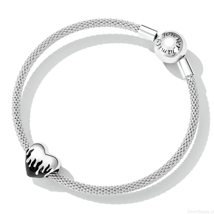 G339 Srebrna bransoletka modułowa i zawieszka serce charms .jpg