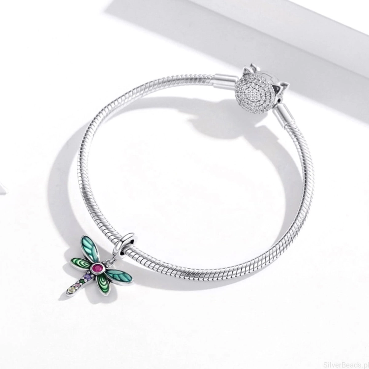 ważka zawieszka charms koralik ze srebra próby 925 do Pandora i innych bransoletek modułowych G343