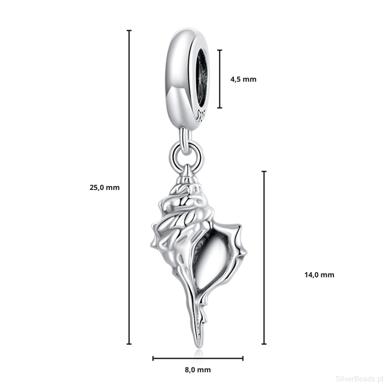 G357 wymiary charms muszla wielkość rozmiar zawieszka srebro 925.jpg