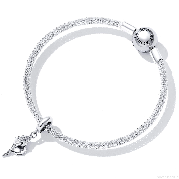 Srebrna bransoletka modułowa i charms muszla G357.jpg