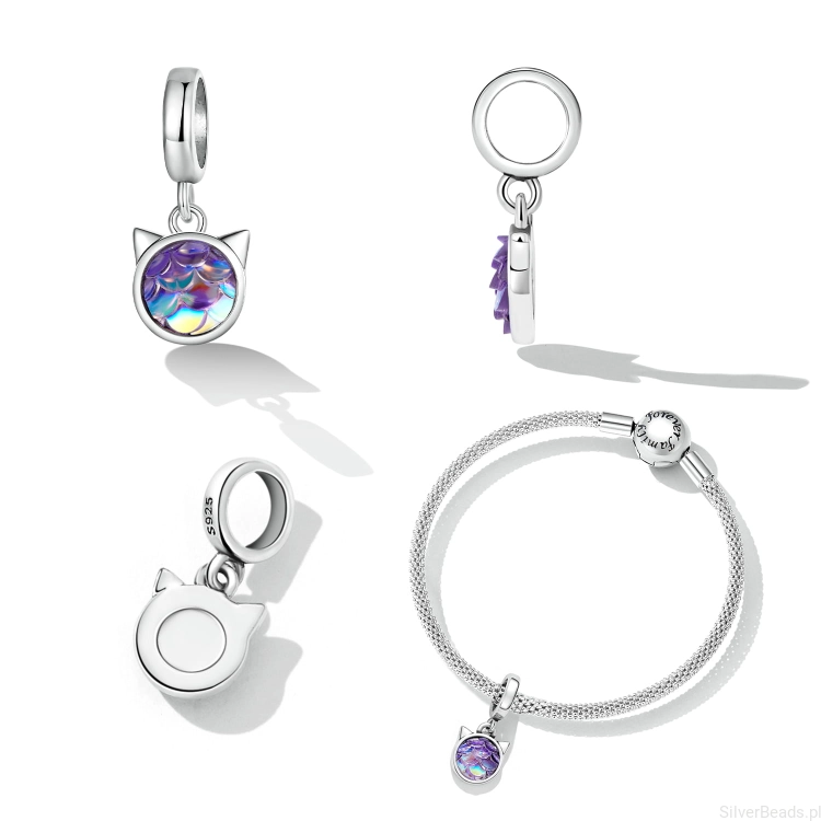 prezent dla miłośniczki kotów charms srebro 925 G370.jpg