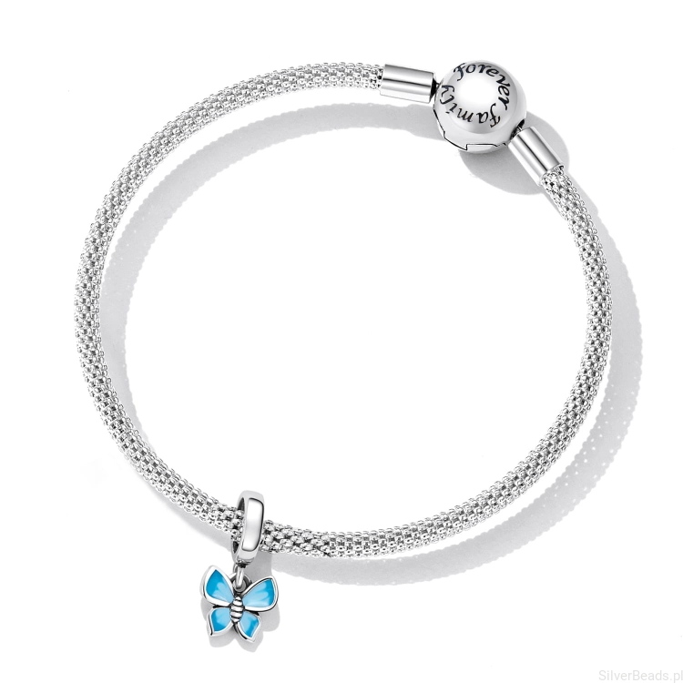 srebrna bransoletka modułowa i zawieszka charms motyl G371.jpg