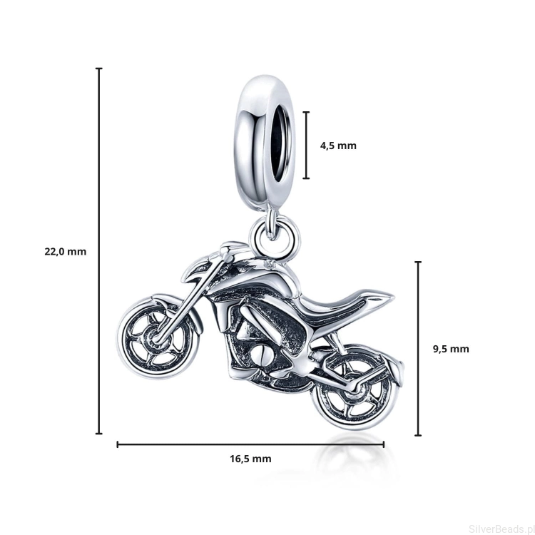 G205 wymiary charms motor srebro 925.jpg