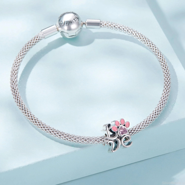 Srebrna bransoletka modułowa i charms LOVE pies kot G388.jpg
