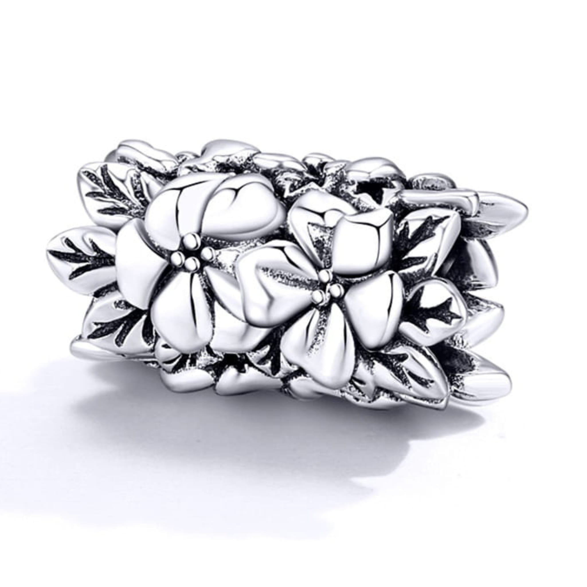 Kwiaty długa przekładka srebrny charms srebro 925 koralik beads