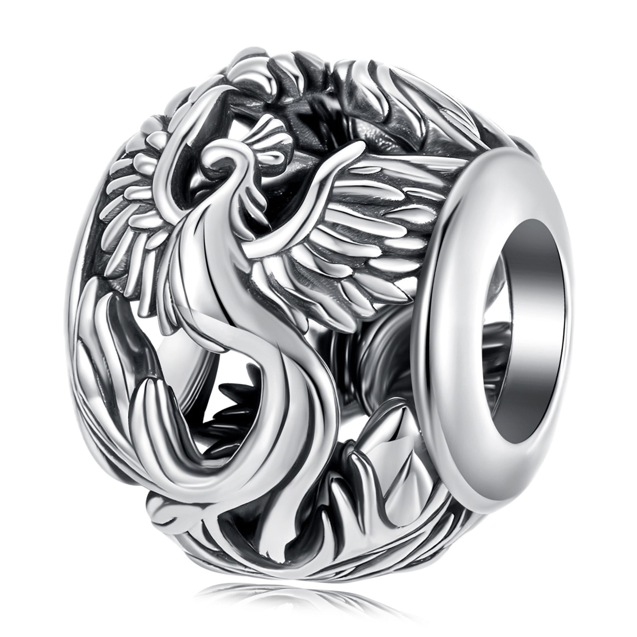Srebrny charms ptak FENIKS beads srebro 925 koralik do bransoletki modułowej