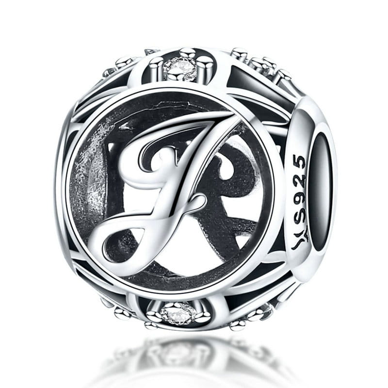 Literka J alfabet charms koralik srebro 925